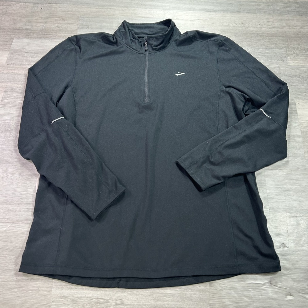 Brooks Equilibrium Pullover Mens XL Black 1/4 Zip Long Sleeve Running Top 210415
